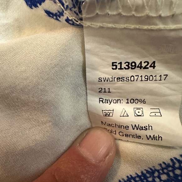 ☢️ 3 For $20 Shein-blouse,dress midi-blue and white summer,PTP 17 - Picture 5 of 5